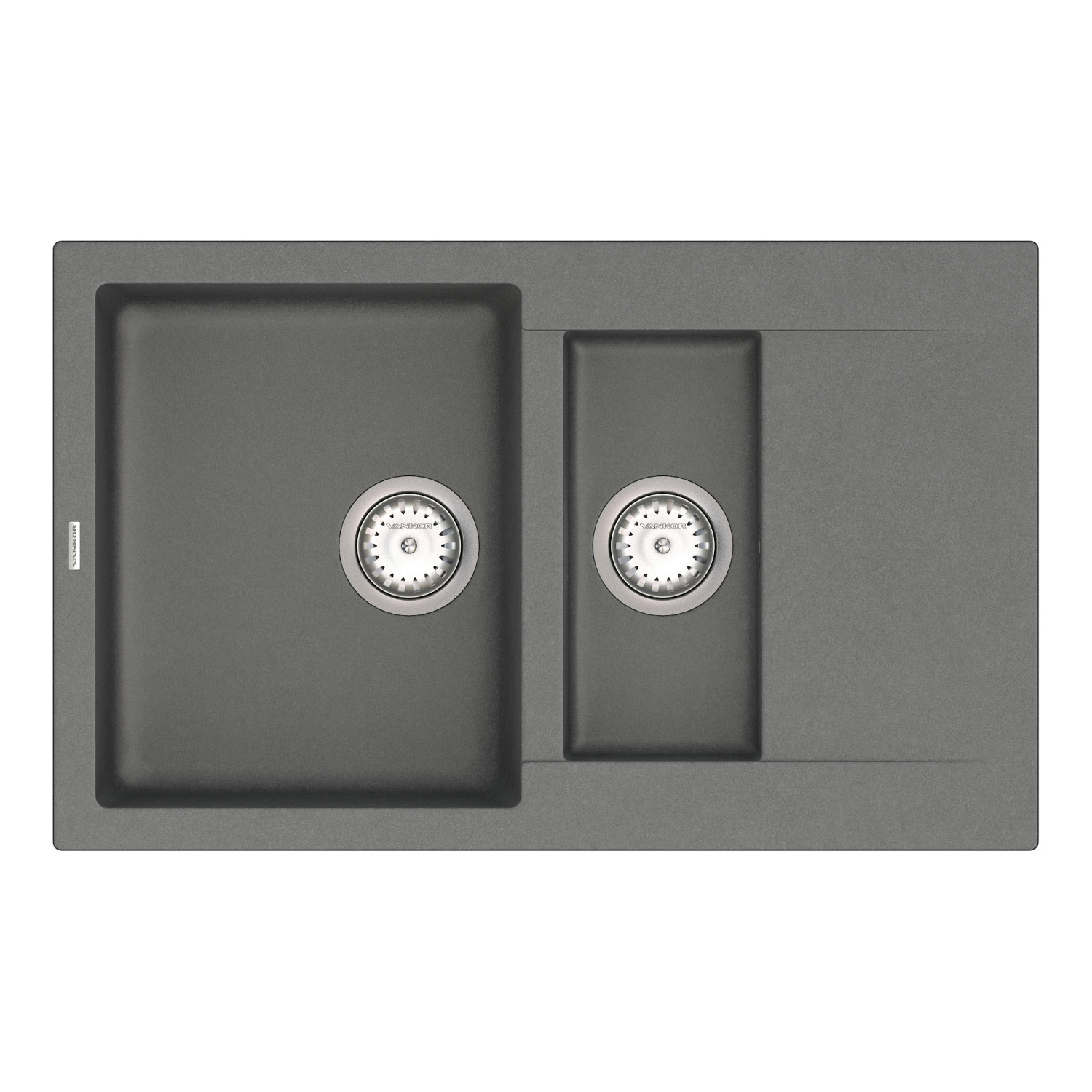 Кухонна мийка VANKOR Orman OMP 04.80 Gray + сифон VANKOR