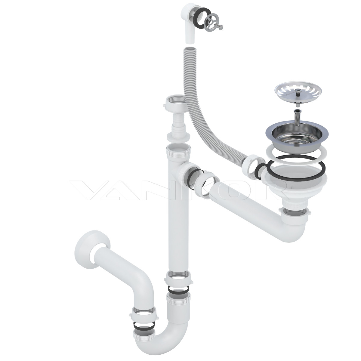 Кухонна мийка VANKOR Vena VMR 01.48 Black + сифон VANKOR Кухонна мийка VANKOR Vena VMR 01.48 Black + сифон VANKOR