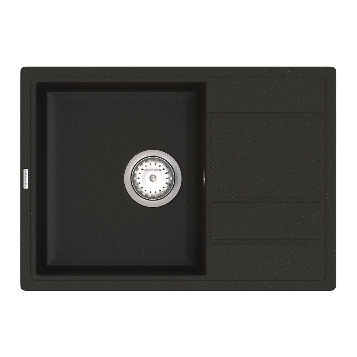 Кухонна мийка VANKOR Easy EMP 02.62 Black + сифон VANKOR