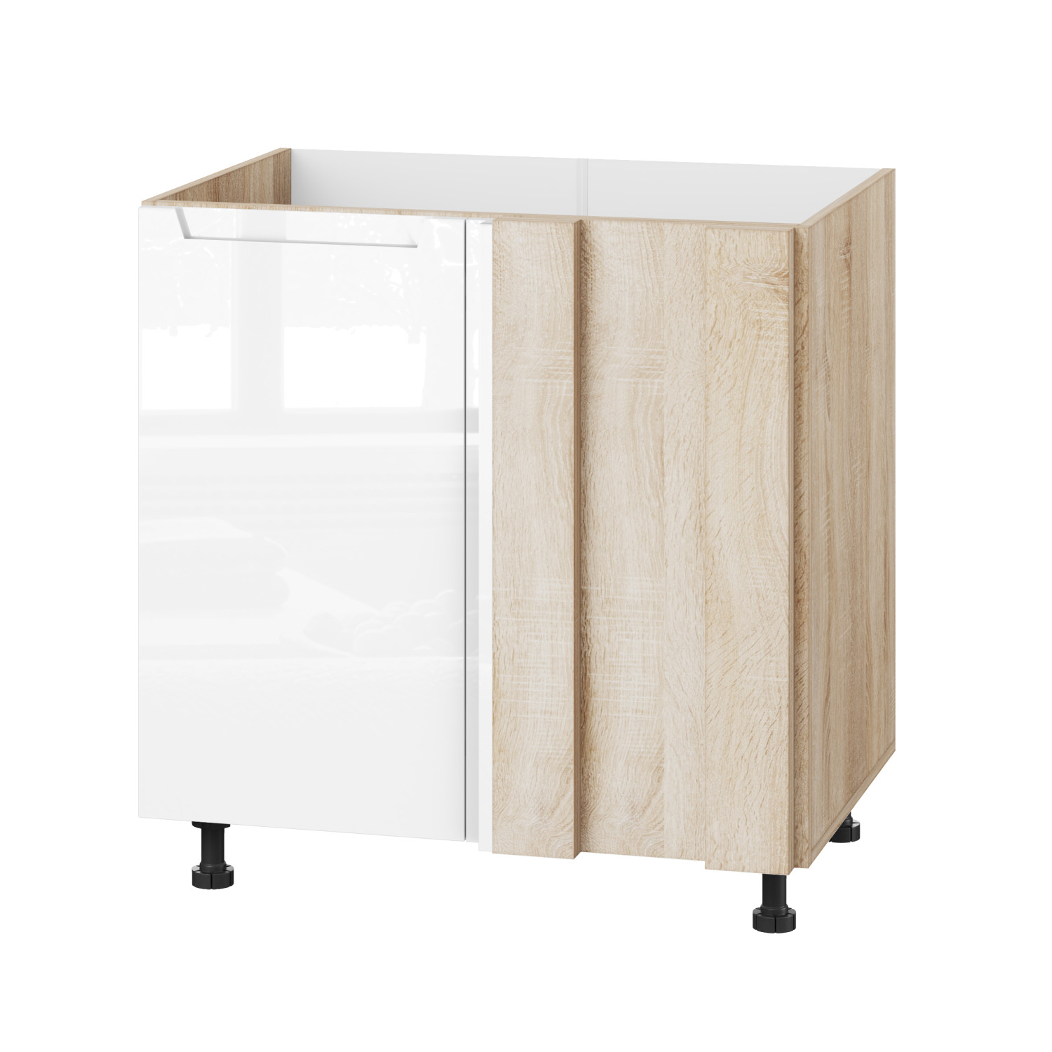 Корпус Стандарт дуб сонома, фасад Бостон білий глянець 103 80-100х72х52 Корпус Стандарт дуб сонома, фасад Бостон білий глянець 103 80-100х72х52