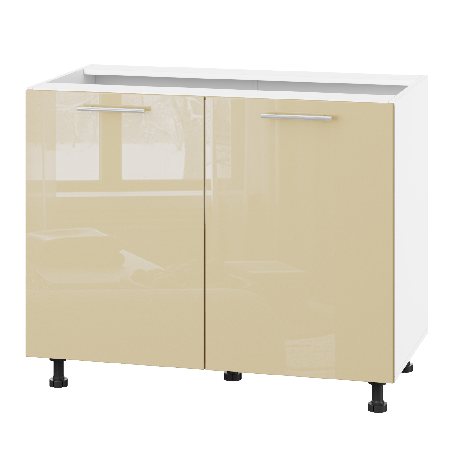 Корпус Стандарт білий, фасад Стандарт бежевий глянець 102 100х72х52 Корпус Стандарт білий, фасад Стандарт бежевий глянець 102 100х72х52