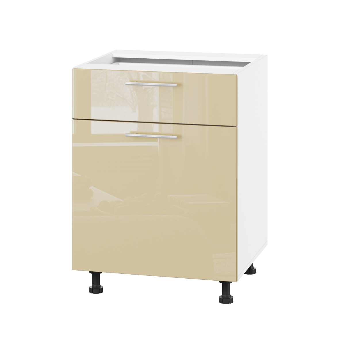 Корпус Стандарт білий, фасад Стандарт бежевий глянець 111.SM-60x72x52