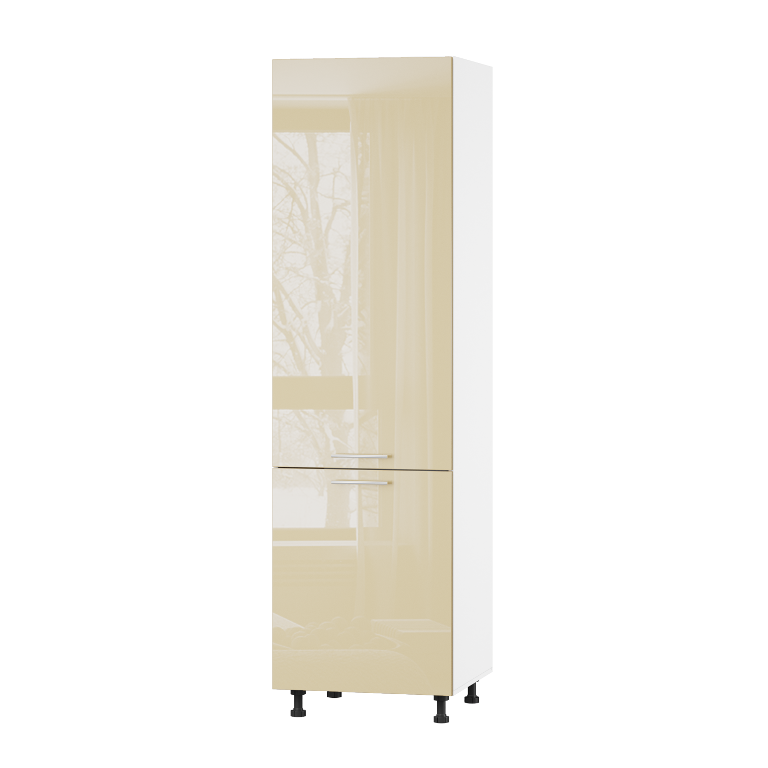 Корпус Стандарт білий, фасад Стандарт бежевий глянець 702 60х214х56