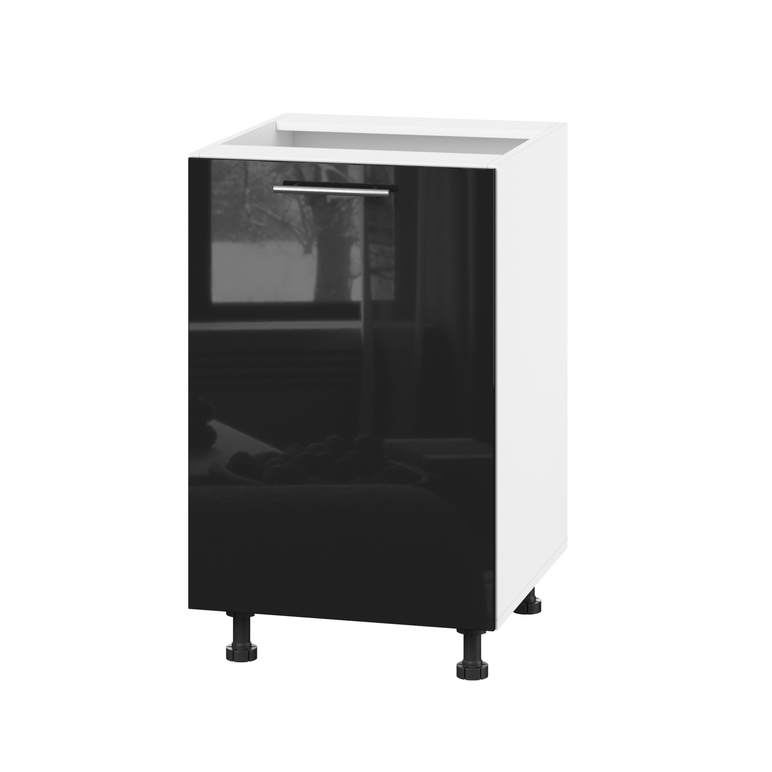 Корпус Стандарт білий, фасад Стандарт чорний глянець 101 50х72х52