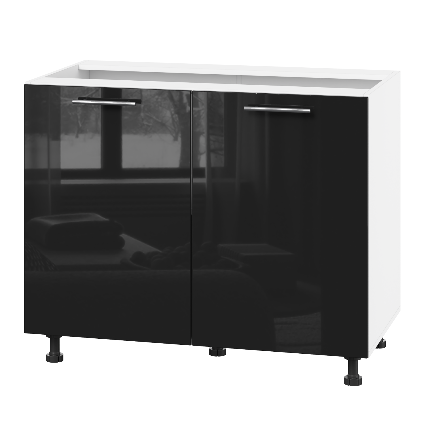 Корпус Стандарт білий, фасад Стандарт чорний глянець 102 100х72х52 Корпус Стандарт білий, фасад Стандарт чорний глянець 102 100х72х52