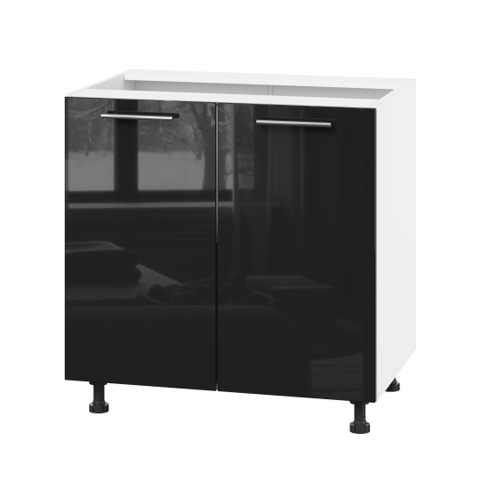 Корпус Стандарт білий, фасад Стандарт чорний глянець 102 80х72х52