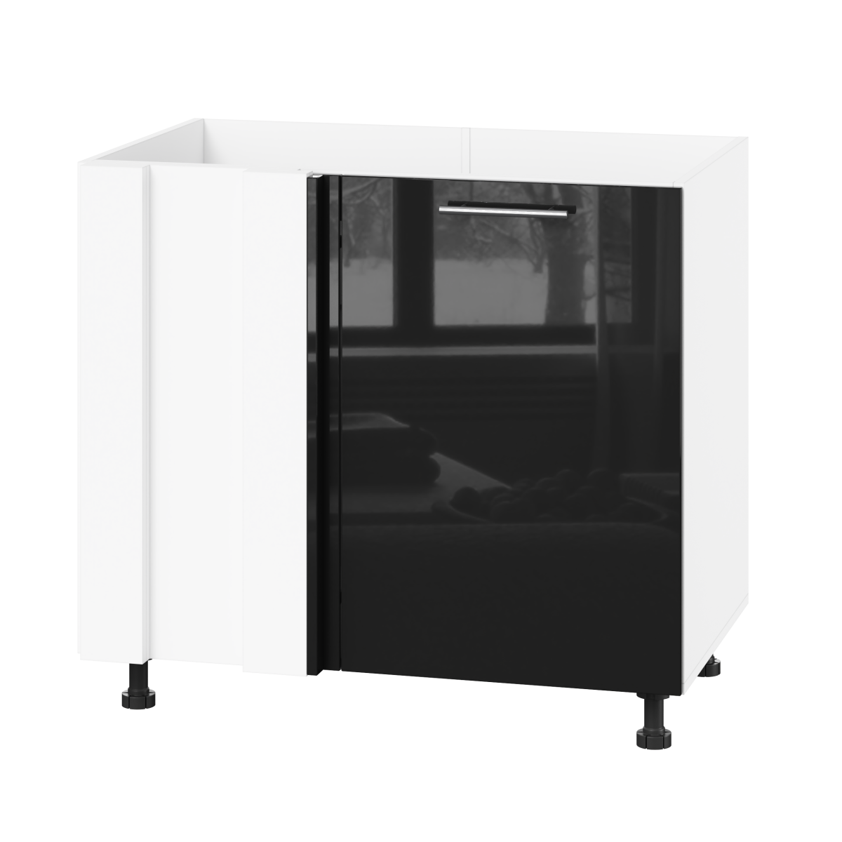 Корпус Стандарт білий, фасад Стандарт чорний глянець 103 90-110х72х52