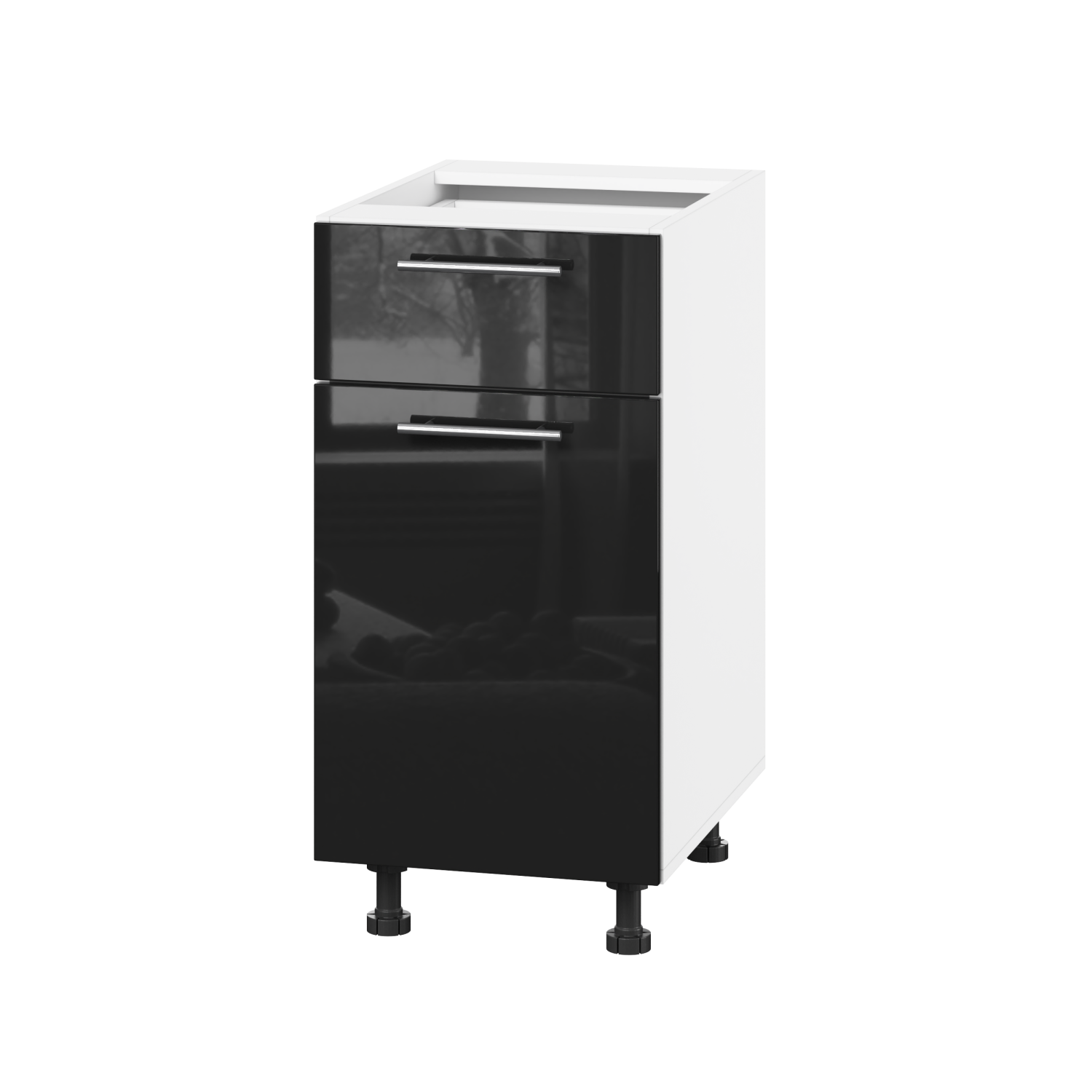 Корпус Стандарт білий, фасад Стандарт чорний глянець 111.SM-40x72x52