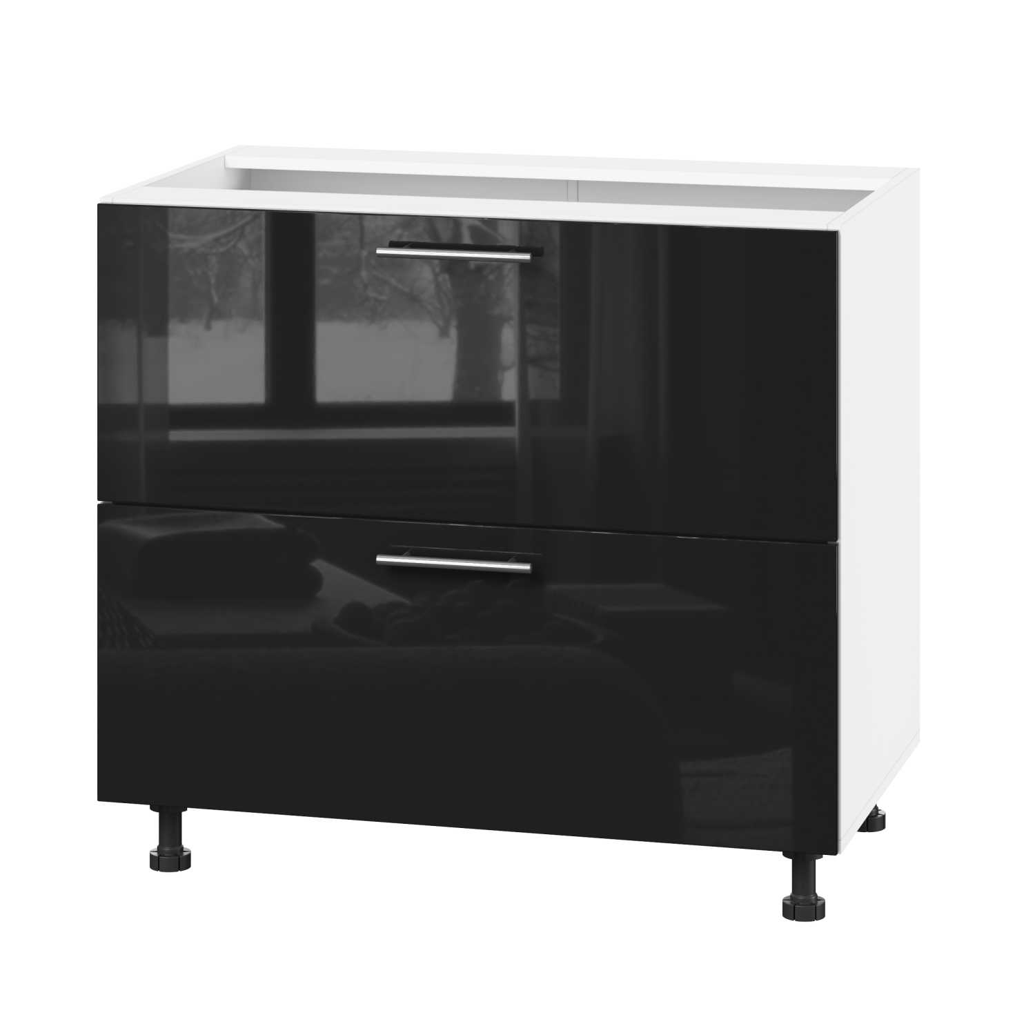 Корпус Стандарт білий, фасад Стандарт чорний глянець 123.SM-90x72x52 Корпус Стандарт білий, фасад Стандарт чорний глянець 123.SM-90x72x52