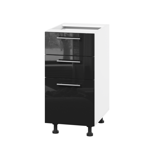 Корпус Стандарт білий, фасад Стандарт чорний глянець 130.SM 40х72х52