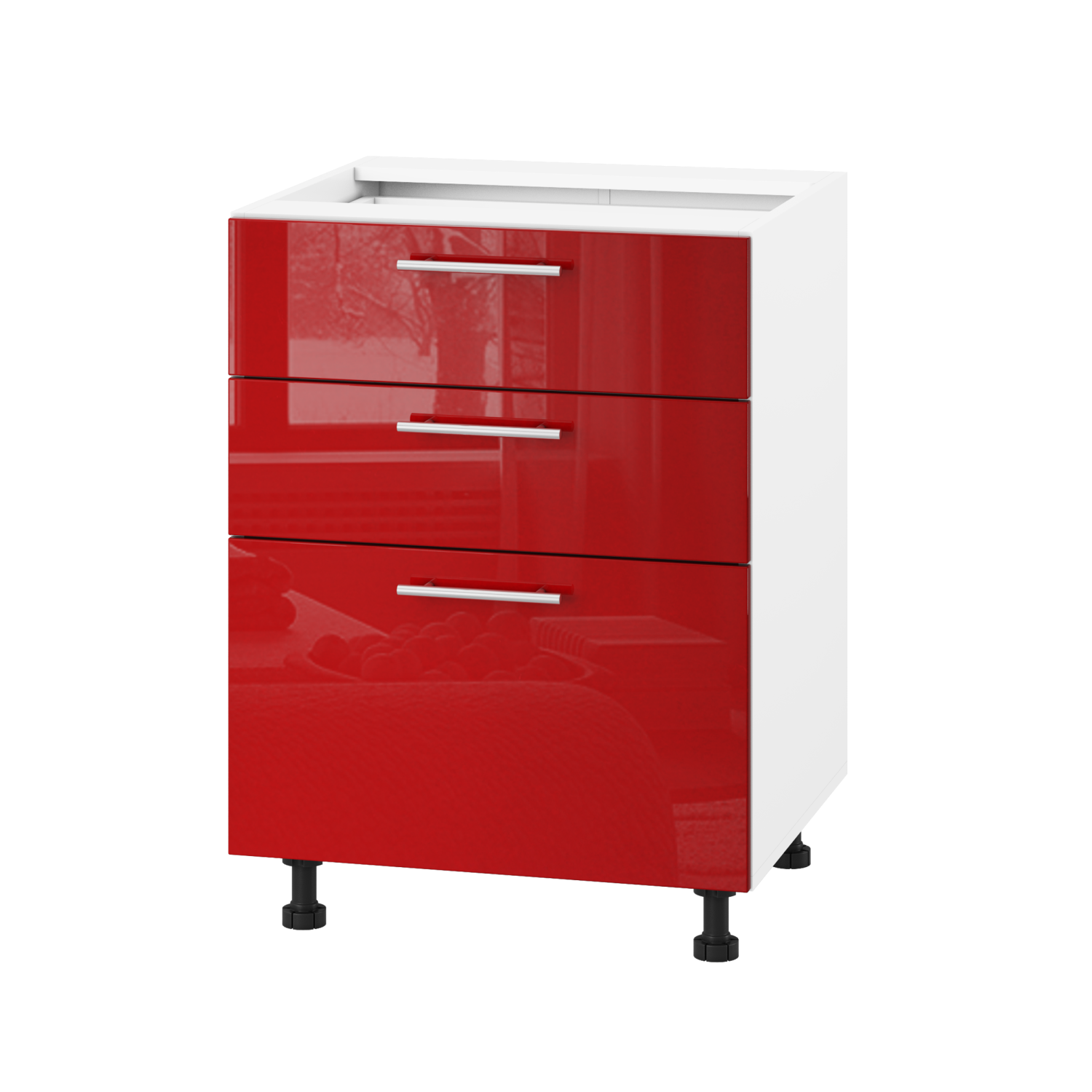 Корпус Стандарт білий, фасад Стандарт червоний глянець 130.SM 60х72х52