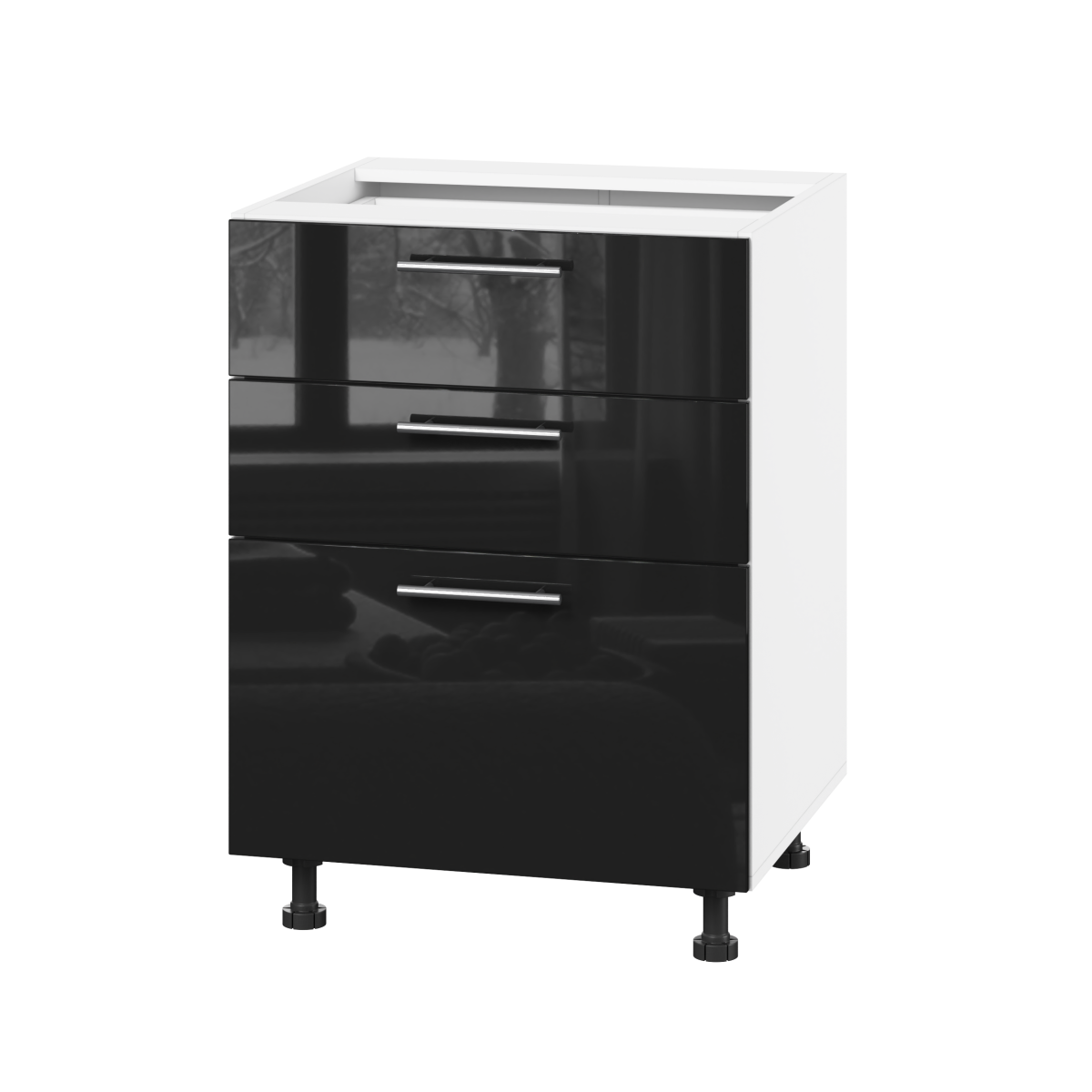 Корпус Стандарт білий, фасад Стандарт чорний глянець 130.SM 60х72х52