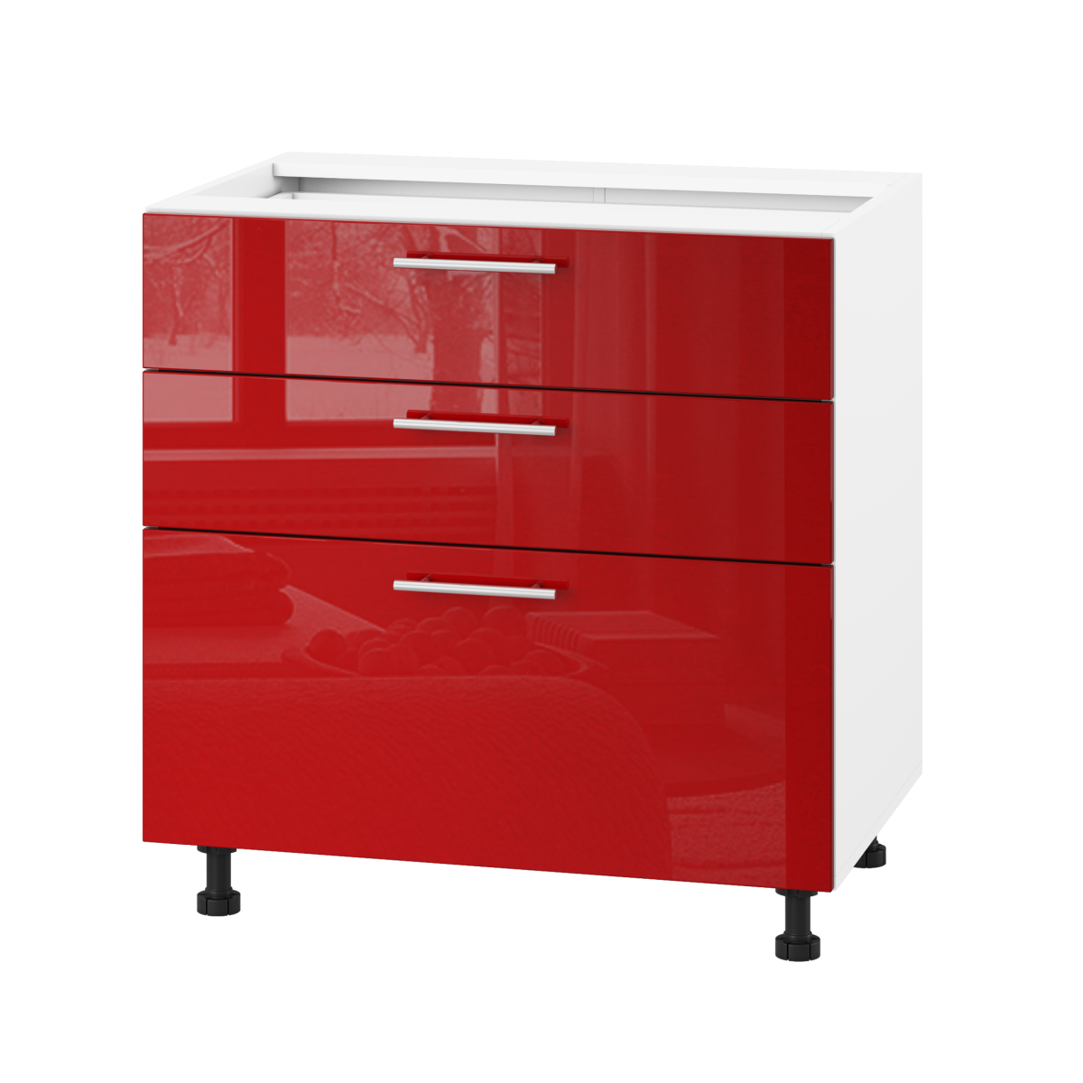 Корпус Стандарт білий, фасад Стандарт червоний глянець 130.SM 80х72х52