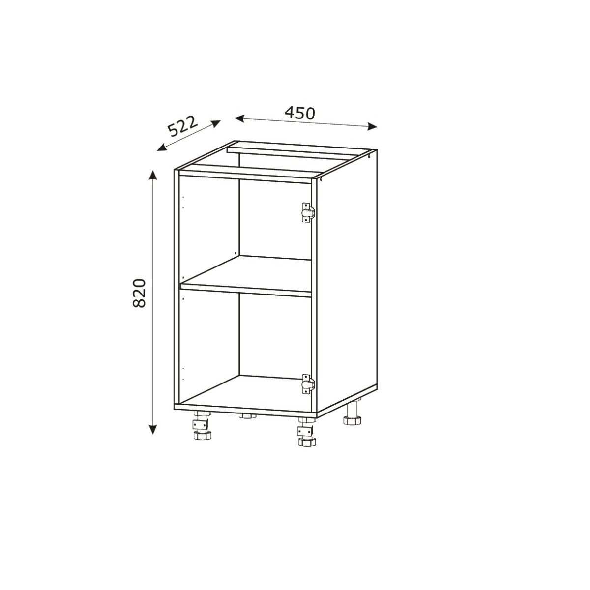 Корпус Стандарт білий, фасад Бостон білий глянець 101 45х72х52 Корпус Стандарт білий, фасад Бостон білий глянець 101 45х72х52