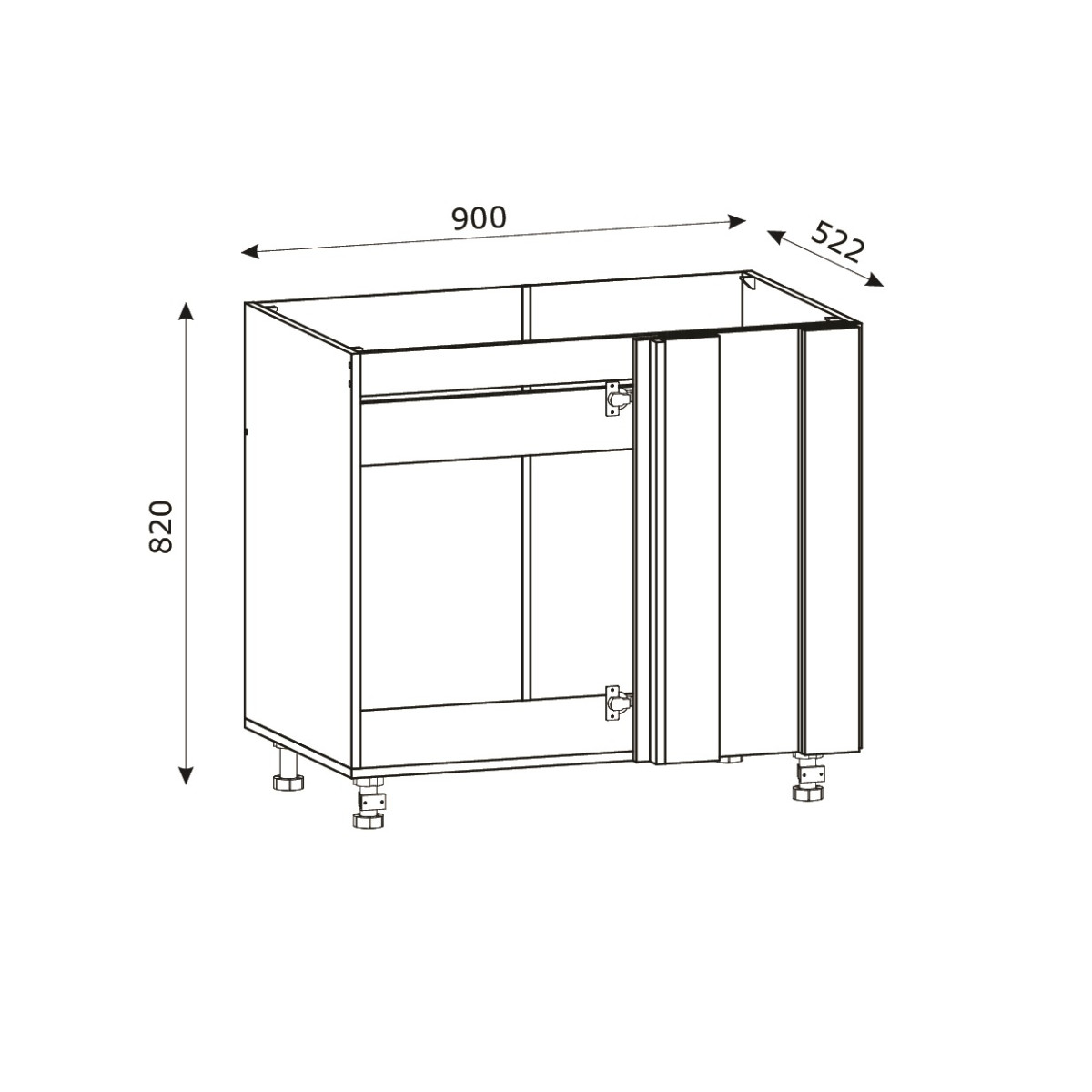 Корпус Стандарт дуб сонома, фасад Стандарт елегантний сірий софт 103 90-110х72х52