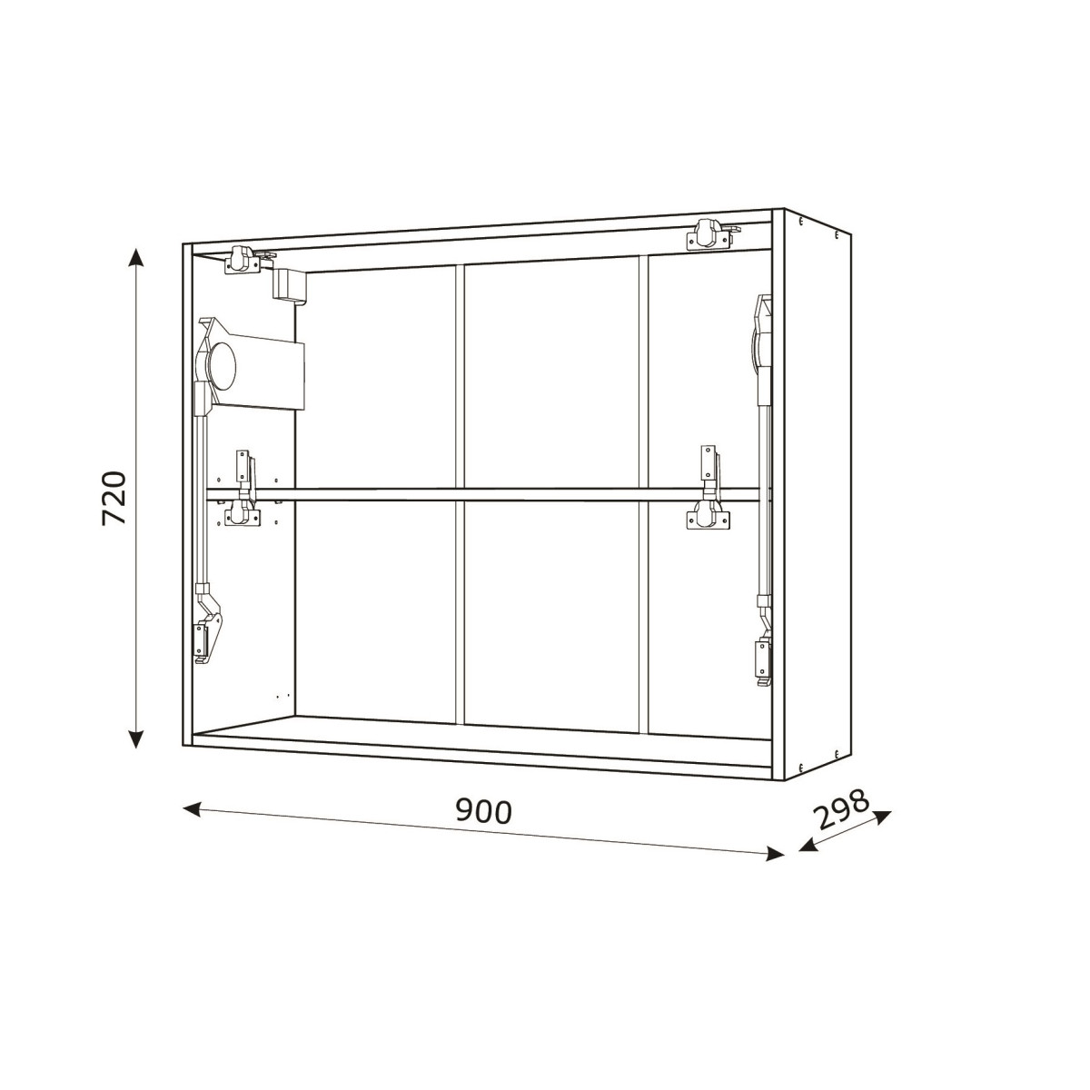Корпус Стандарт білий, фасад Стандарт сірий графіт глянець 402.HF 90х72х30
