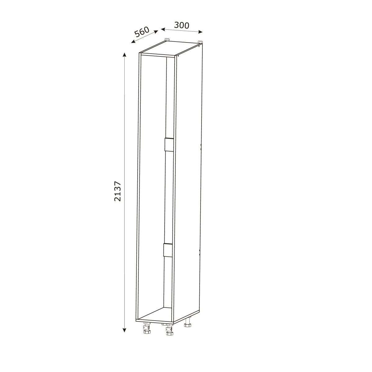 Корпус Стандарт дуб сонома, фасад Стандарт чорний глянець 700 30х214х56 Корпус Стандарт дуб сонома, фасад Стандарт чорний глянець 700 30х214х56