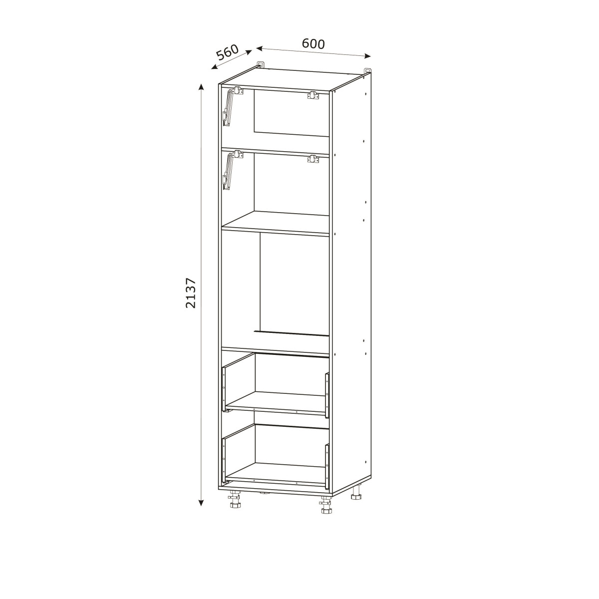 Корпус Стандарт білий, фасад Стандарт аврора глянець 7725.SM-HK-XS 60x214x56