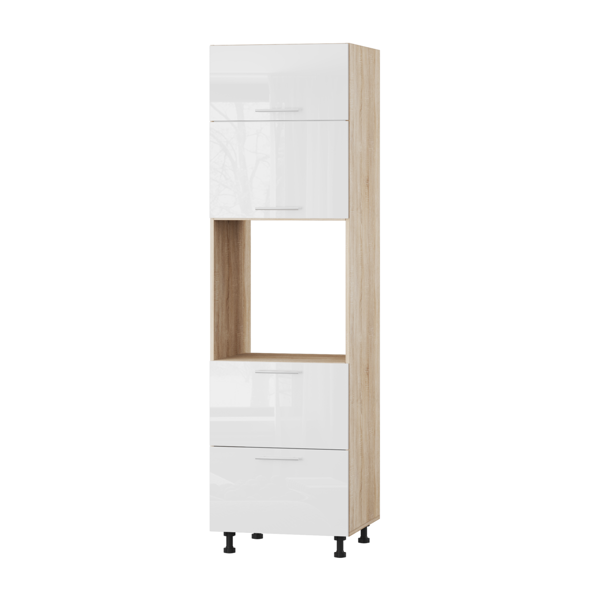Корпус Стандарт дуб сонома, фасад Стандарт білий глянець 725.SM-HK-XS 60x214x56