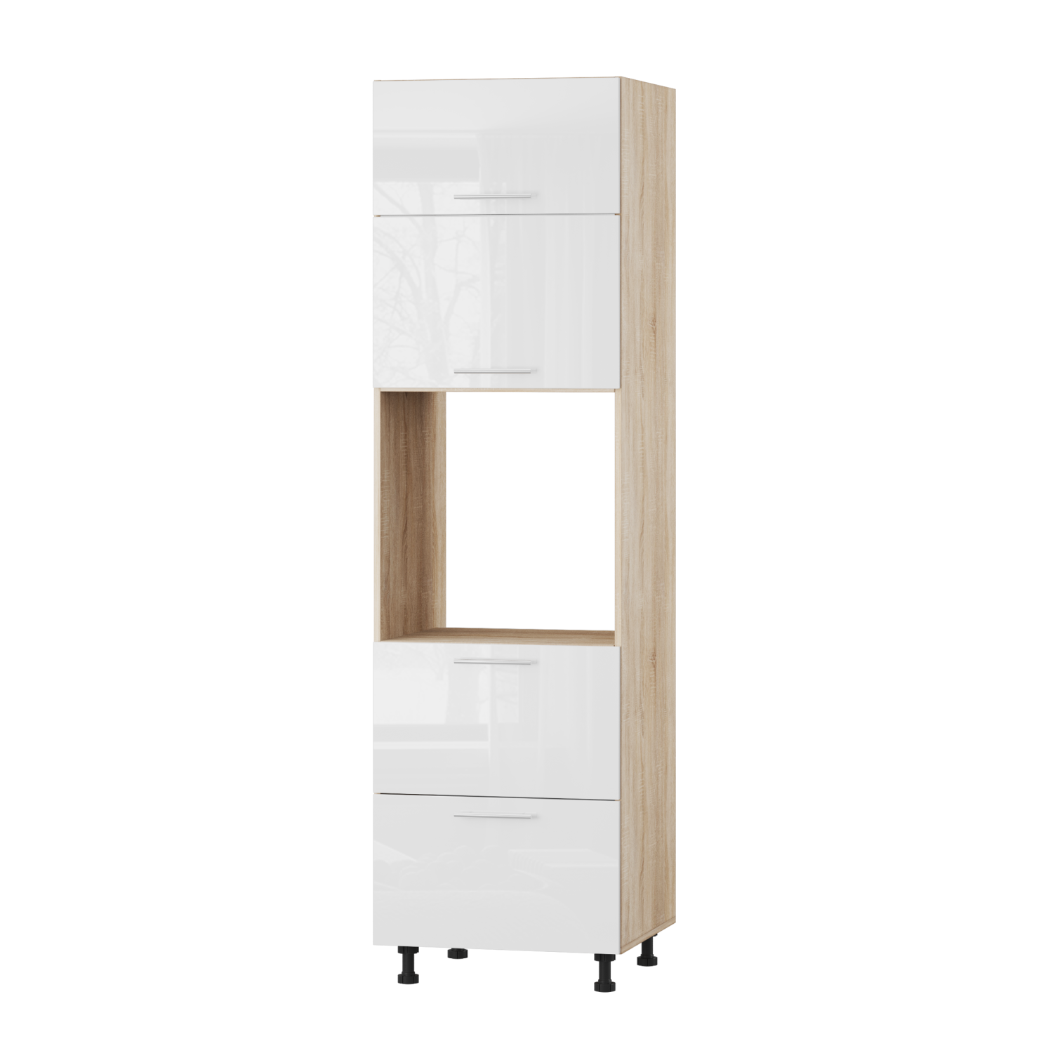 Корпус Стандарт дуб сонома, фасад Стандарт білий глянець 725.SM-HK-XS 60x214x56