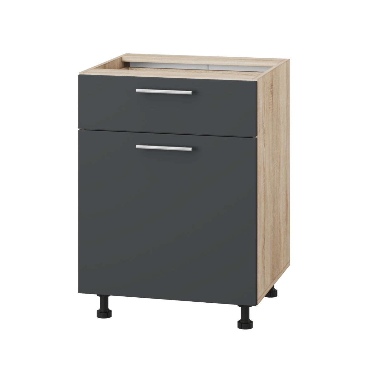 Корпус Стандарт дуб сонома, фасад Стандарт елегантний сірий софт 111.SM-60x72x52