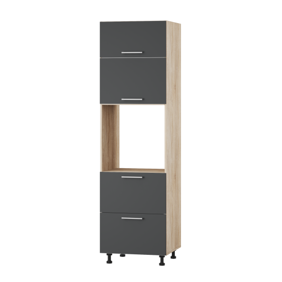 Корпус Стандарт дуб сонома, фасад Стандарт елегантний сірий софт 725.SM-HK-XS 60x214x56