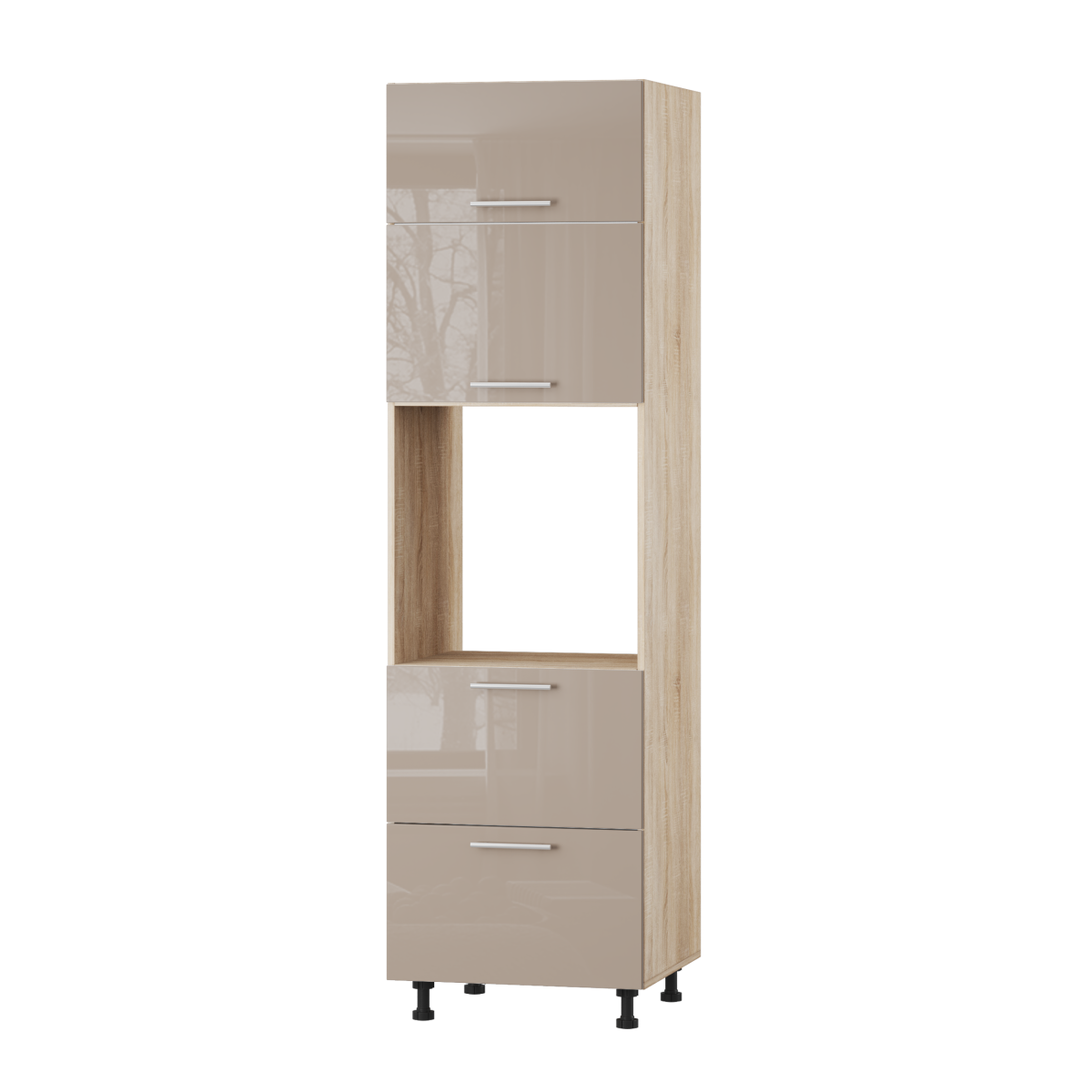 Корпус Стандарт дуб сонома, фасад Стандарт капучіно глянець 725.SM-HK-XS 60x214x56