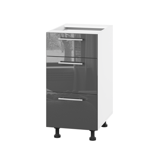 Корпус Стандарт білий, фасад Стандарт сірий графіт глянець 131Q. 40х72х52