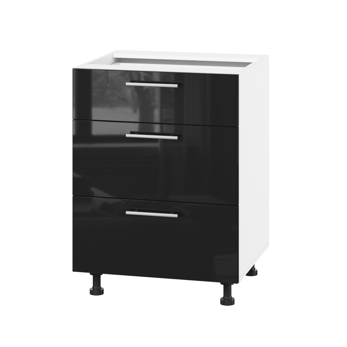 Корпус Стандарт білий, фасад Стандарт чорний глянець 131Q. 60х72х52