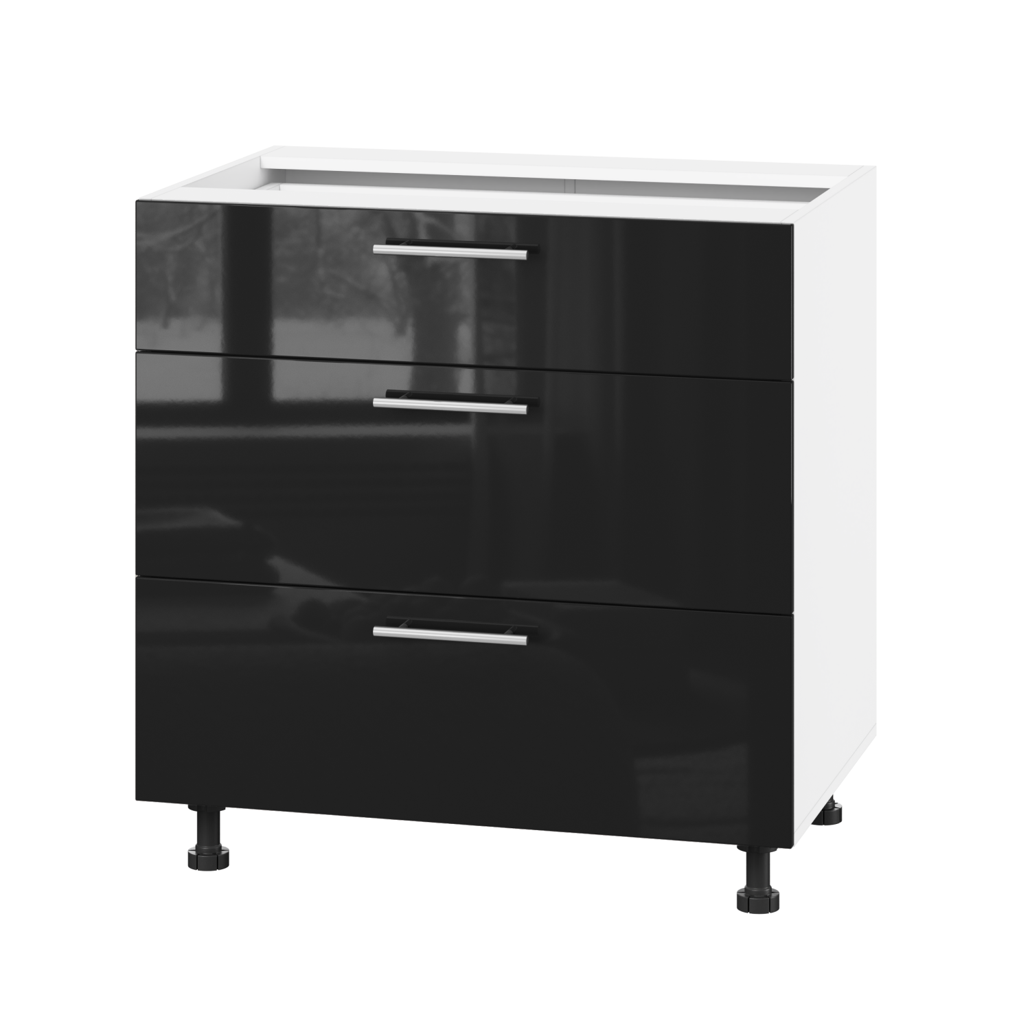 Корпус Стандарт білий, фасад Стандарт чорний глянець 131Q. 80х72х52 Корпус Стандарт білий, фасад Стандарт чорний глянець 131Q. 80х72х52