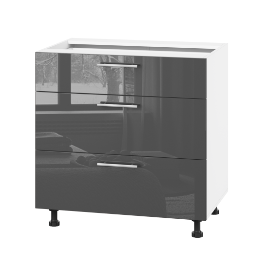 Корпус Стандарт білий, фасад Стандарт сірий графіт глянець 131Q. 80х72х52