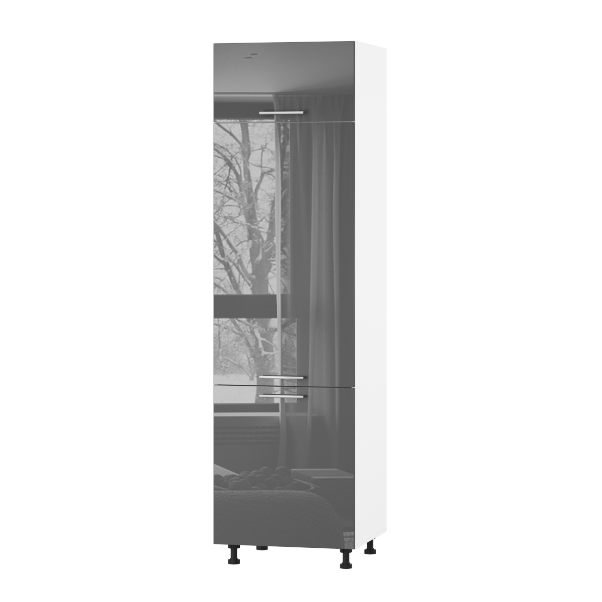 Корпус Стандарт білий, фасад Стандарт сірий графіт глянець 802. HK-XS 60х236х56