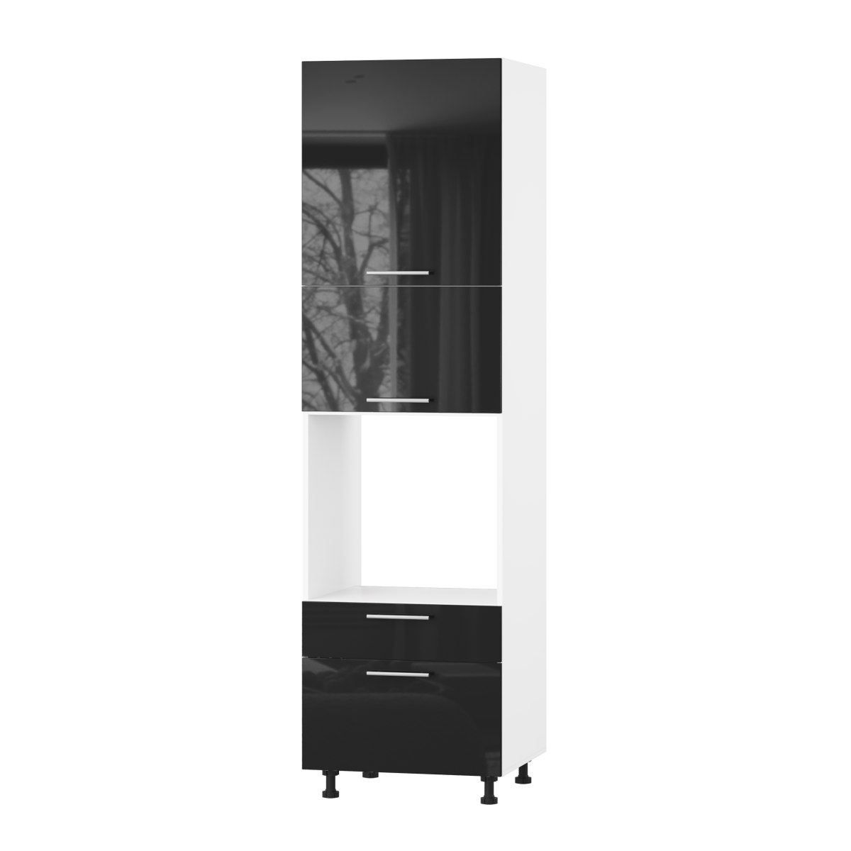 Корпус Стандарт білий, фасад Стандарт чорний глянець 825.SM-HK-XS 60х236х56