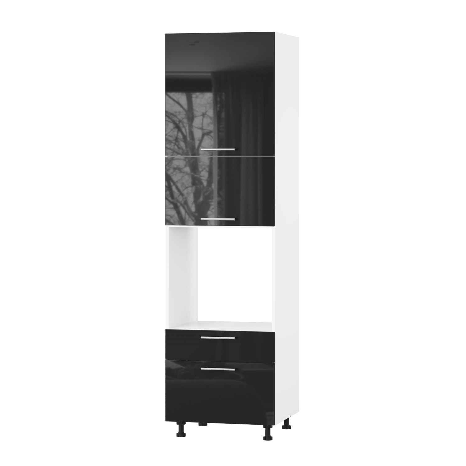 Корпус Стандарт білий, фасад Стандарт чорний глянець 825.SM-HK-XS 60х236х56