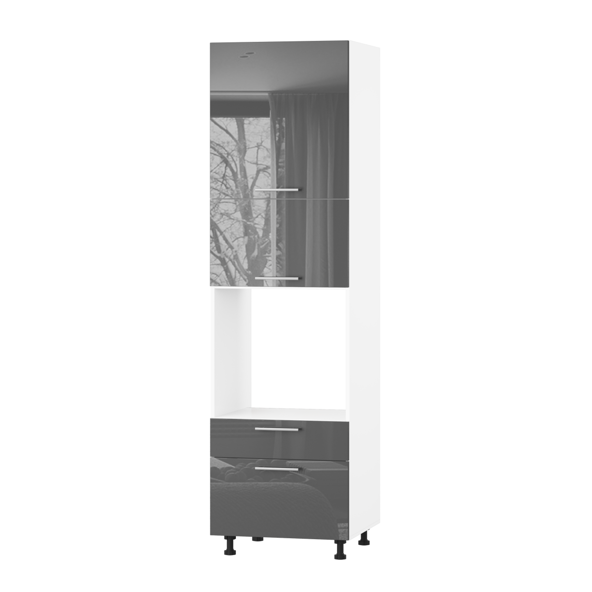 Корпус Стандарт білий, фасад Стандарт сірий графіт глянець 825.SM-HK-XS 60х236х56