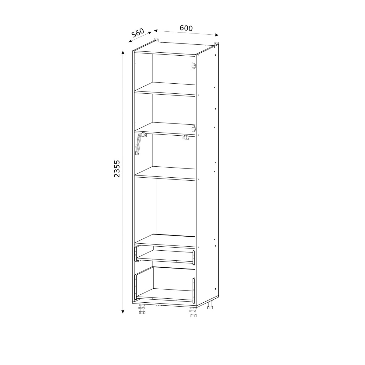 Корпус Стандарт білий, фасад Стандарт горіх темний 825.SM-HK-XS 60х236х56