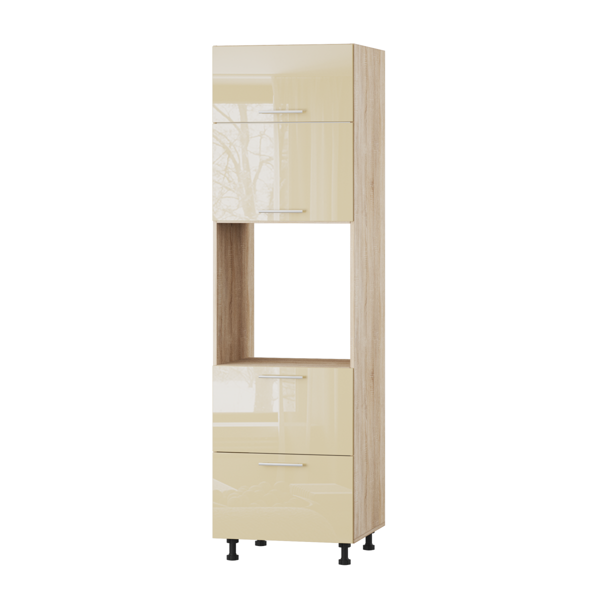 Корпус Стандарт дуб сонома, фасад Стандарт бежевий глянець 725.SM-HK-XS 60x214x56