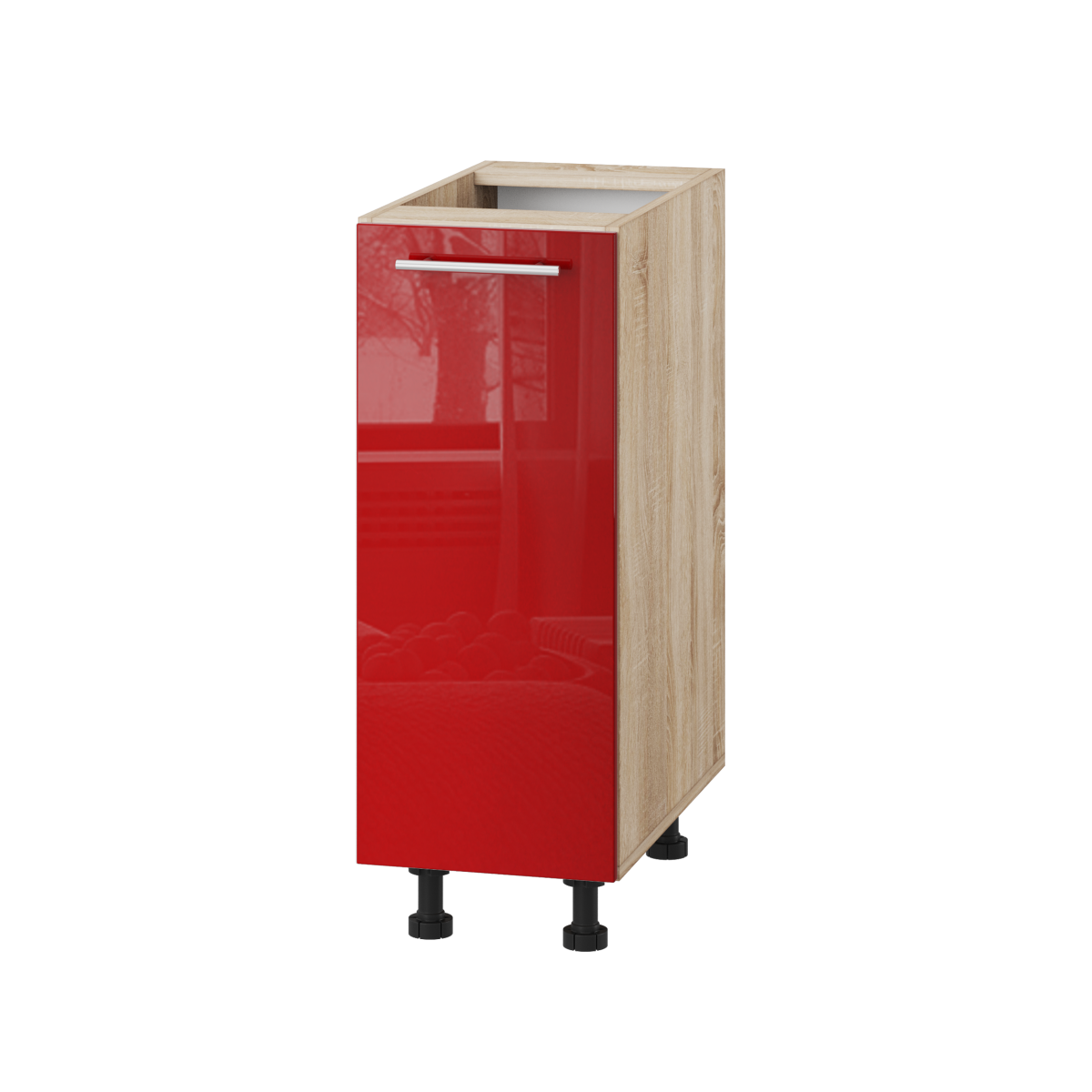 Корпус Стандарт дуб сонома, фасад Стандарт червоний глянець 101 30х72х52