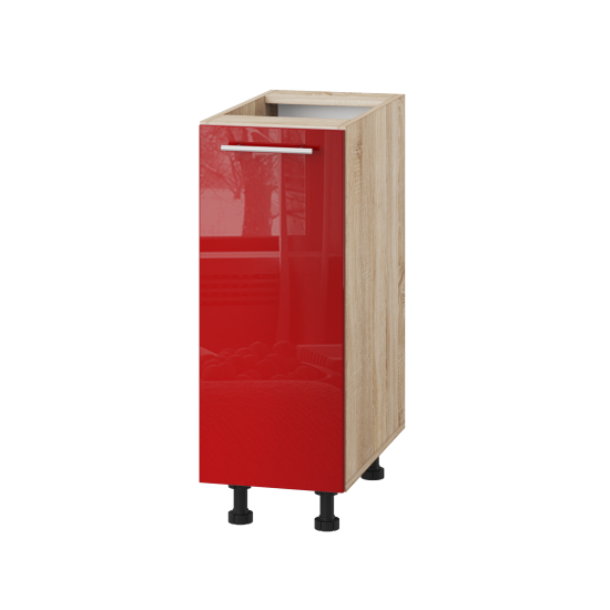 Корпус Стандарт дуб сонома, фасад Стандарт червоний глянець 101 30х72х52