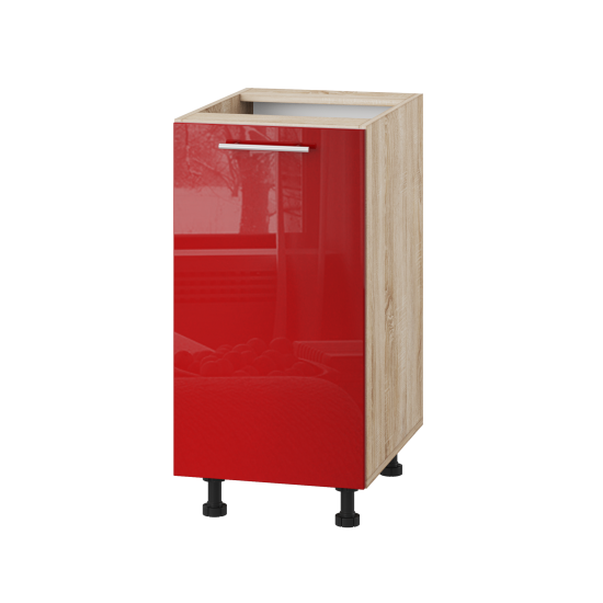 Корпус Стандарт дуб сонома, фасад Стандарт червоний глянець 101 40х72х52