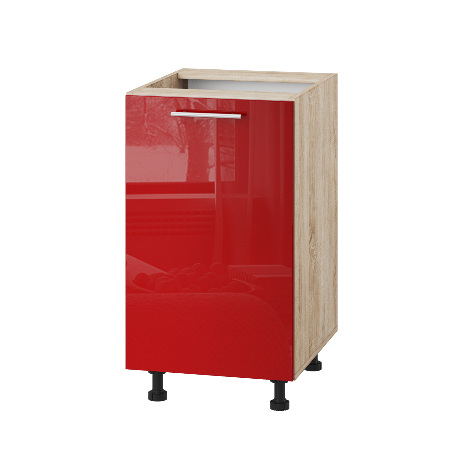 Корпус Стандарт дуб сонома, фасад Стандарт червоний глянець 101 45х72х52