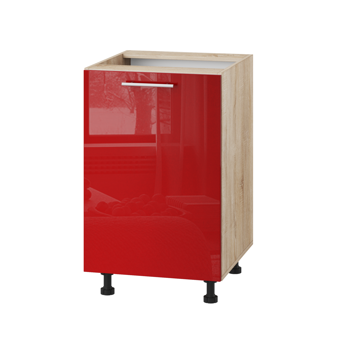 Корпус Стандарт дуб сонома, фасад Стандарт червоний глянець 101 50х72х52