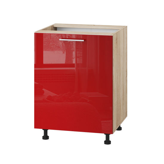 Корпус Стандарт дуб сонома, фасад Стандарт червоний глянець 101 60х72х52