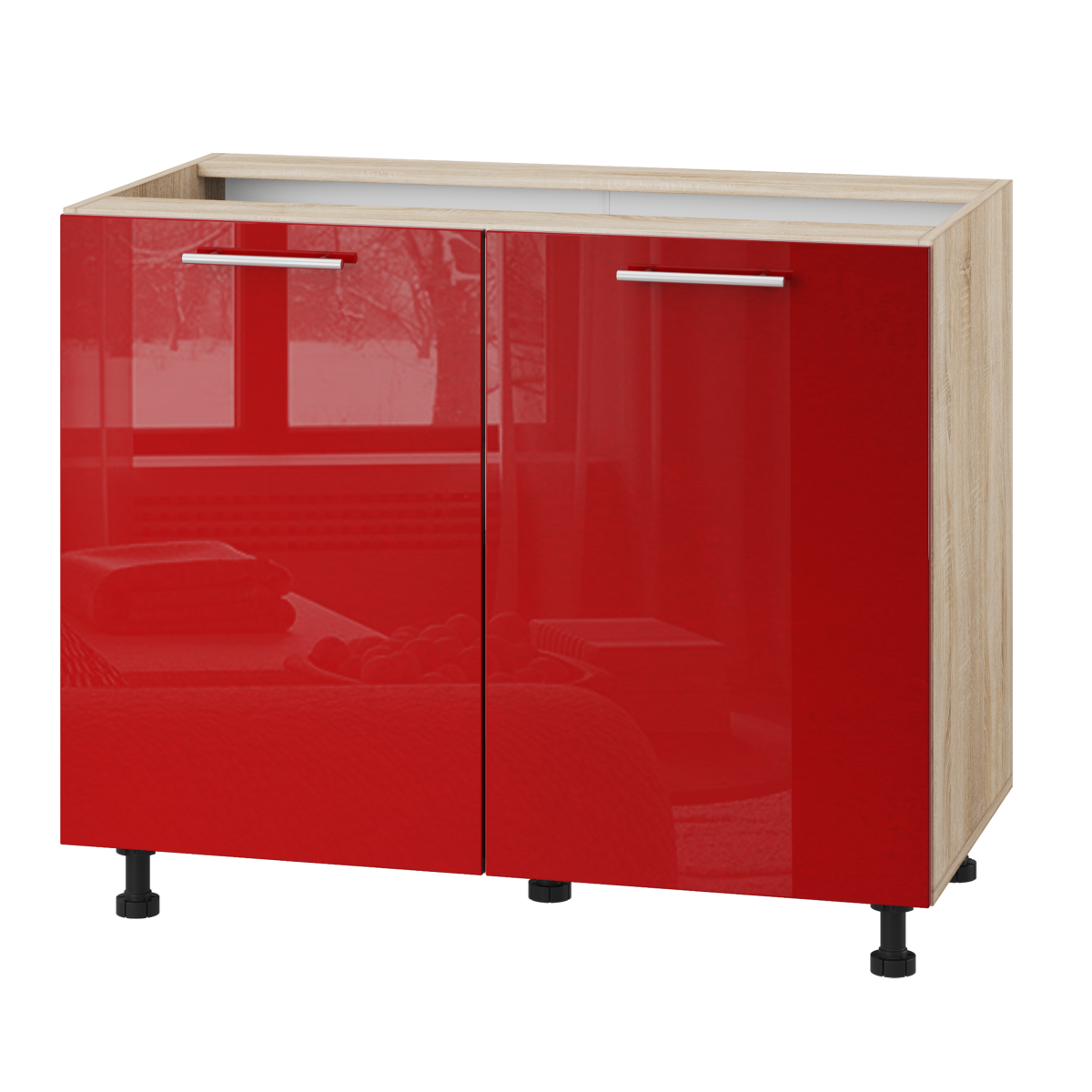 Корпус Стандарт дуб сонома, фасад Стандарт червоний глянець 102 100х72х52