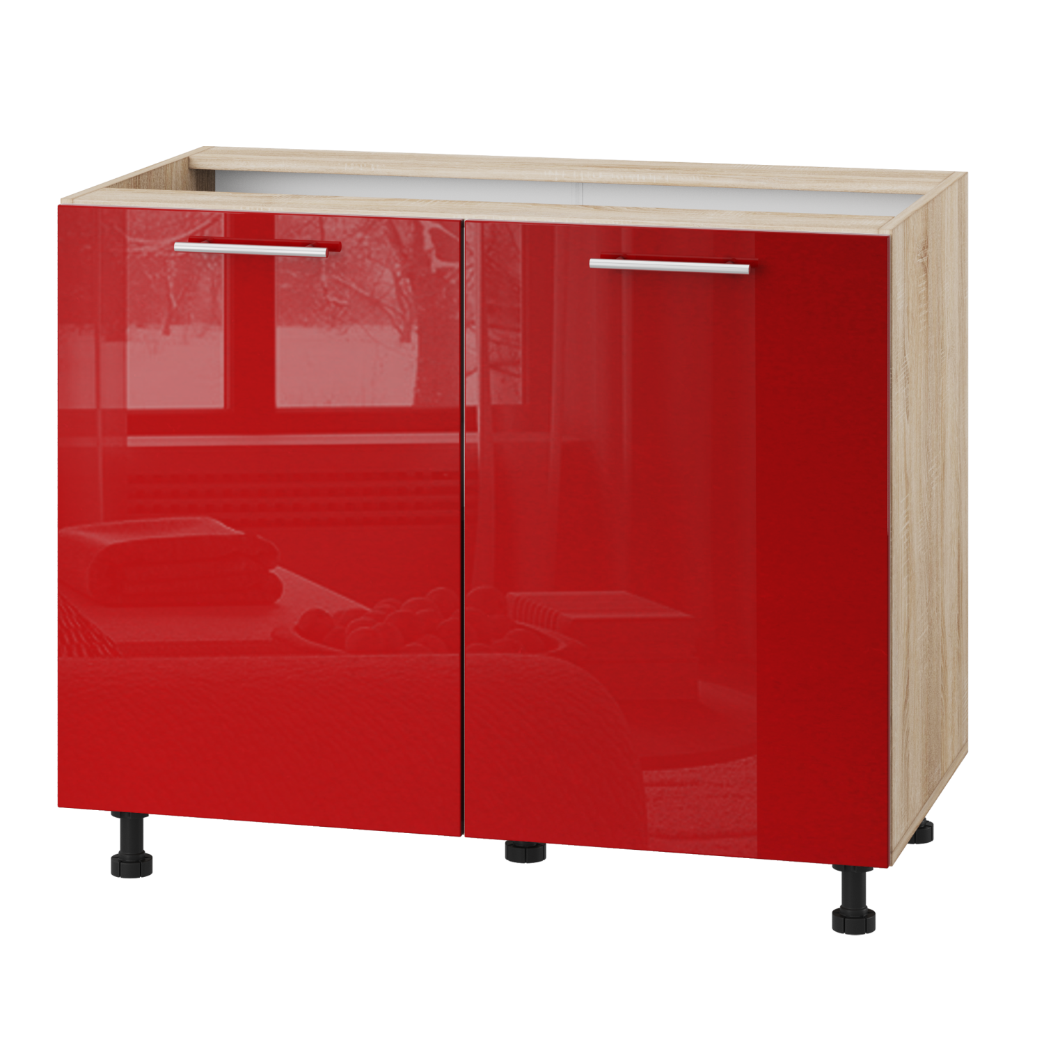 Корпус Стандарт дуб сонома, фасад Стандарт червоний глянець 102 100х72х52 Корпус Стандарт дуб сонома, фасад Стандарт червоний глянець 102 100х72х52