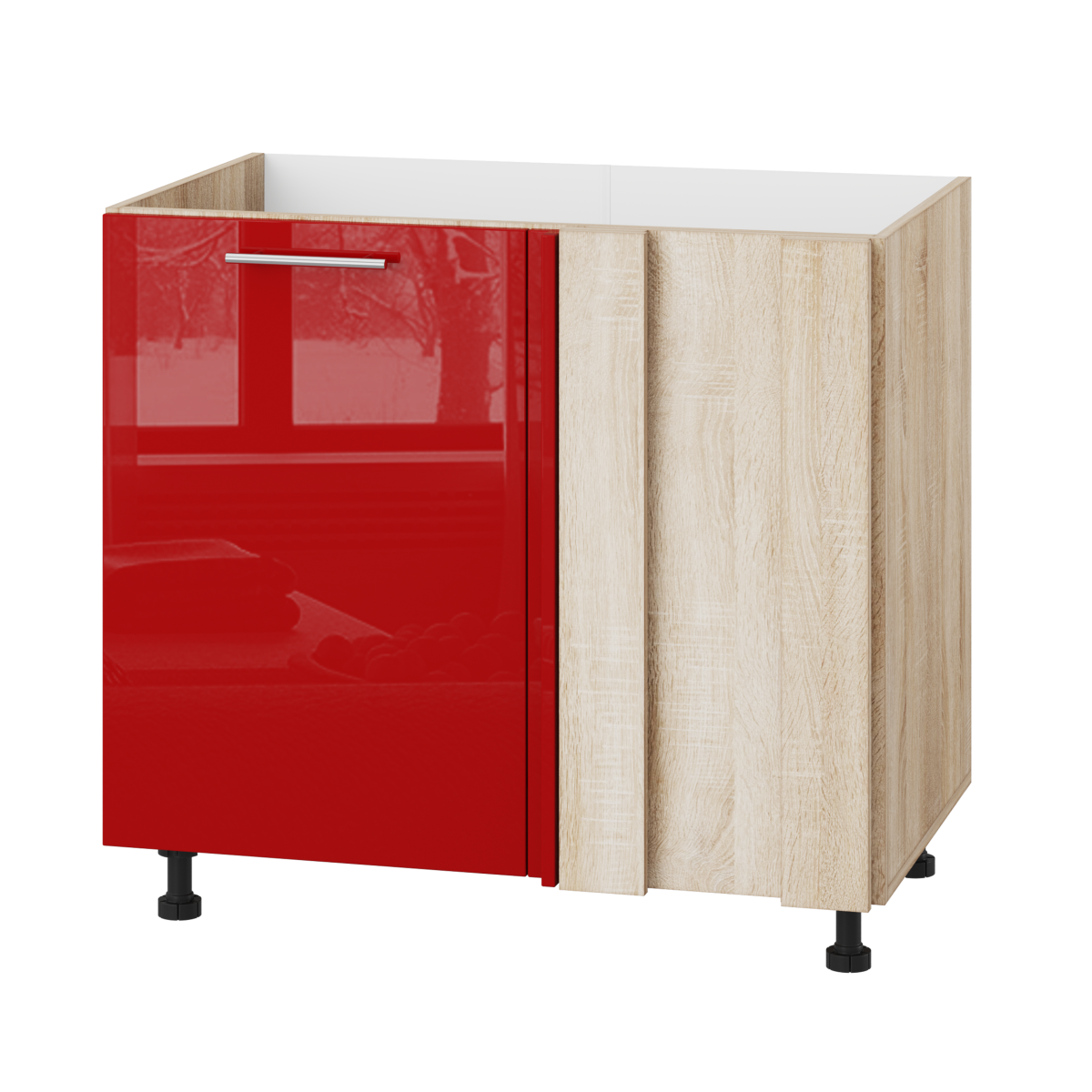 Корпус Стандарт дуб сонома, фасад Стандарт червоний глянець 103 90-110х72х52