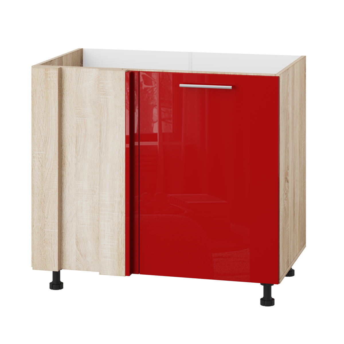 Корпус Стандарт дуб сонома, фасад Стандарт червоний глянець 103 90-110х72х52