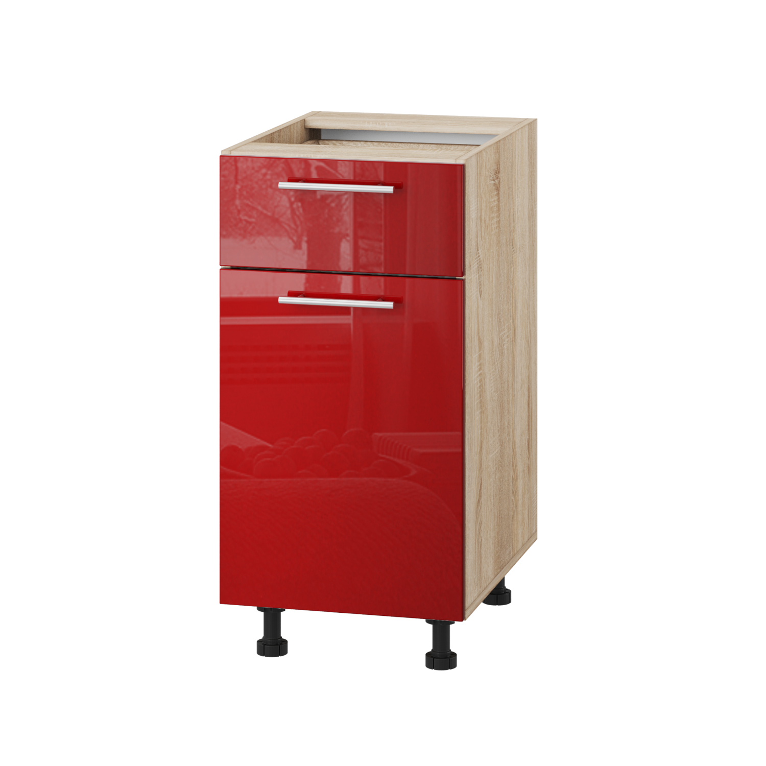 Корпус Стандарт дуб сонома, фасад Стандарт червоний глянець 111.SM-40x72x52