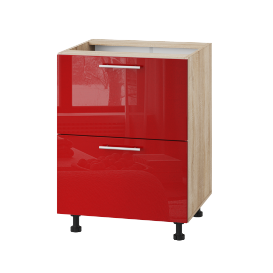 Корпус Стандарт дуб сонома, фасад Стандарт червоний глянець 120.SM-60x72x52