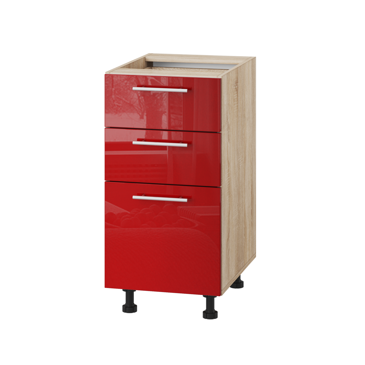 Корпус Стандарт дуб сонома, фасад Стандарт червоний глянець 130.SM 40х72х52